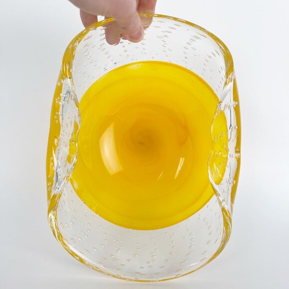 Vintage Murano Large Glass Art Dish Bowl Handmade Hand Blown Gift Present Rare - Picture 3 of 8